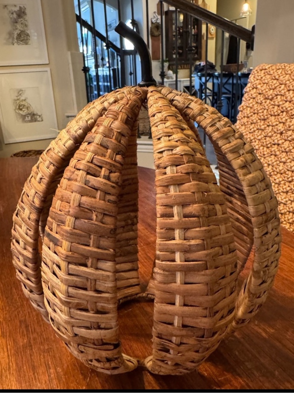 New Martha Stewart Handwoven Rattan Pumpkin Accent